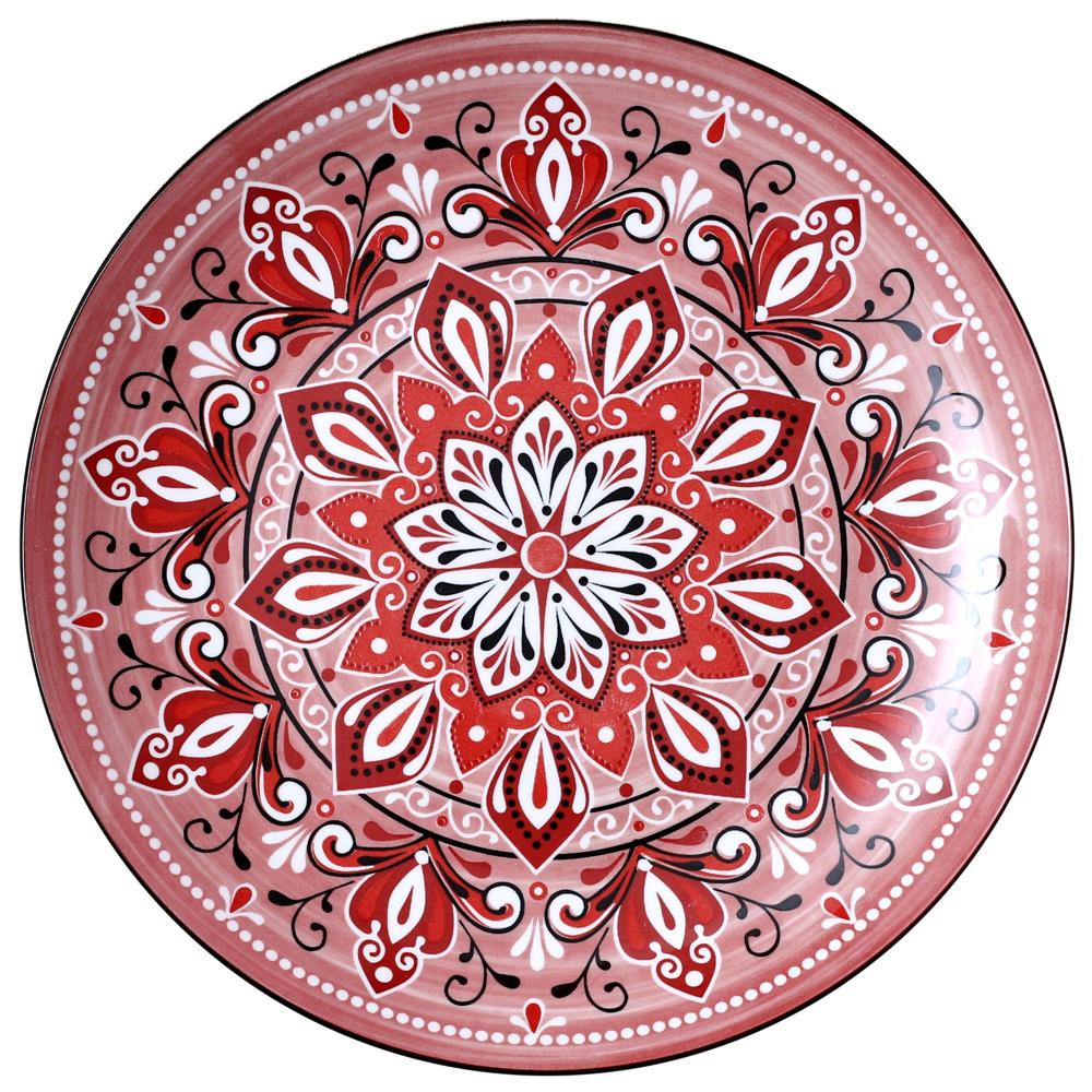 Home Deco Factory Plato Jaipur Market Rojo Porcelana Diámetro 26 cm