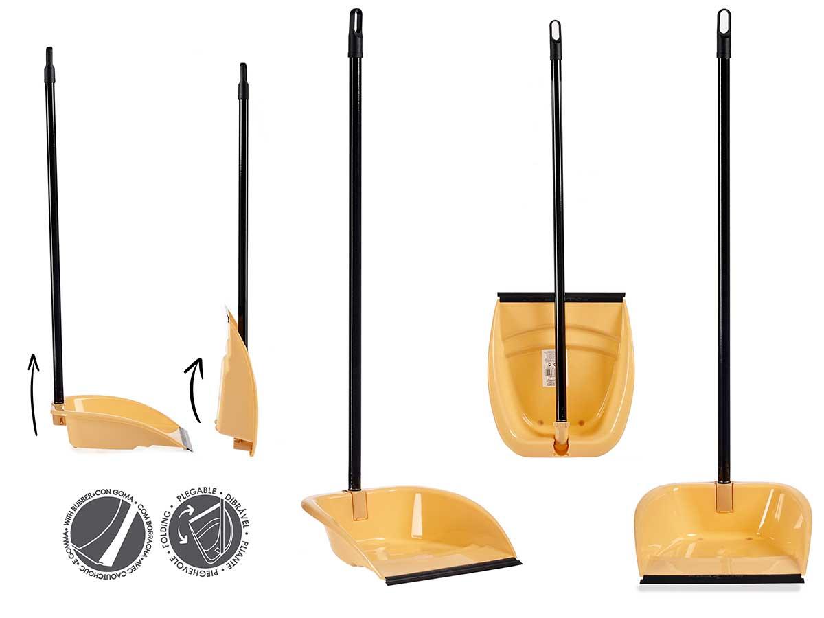 Arte Regal Recogedor Plegable con Goma y Palo, Color Crema, 28x87x31 cm (12 Unidades)
