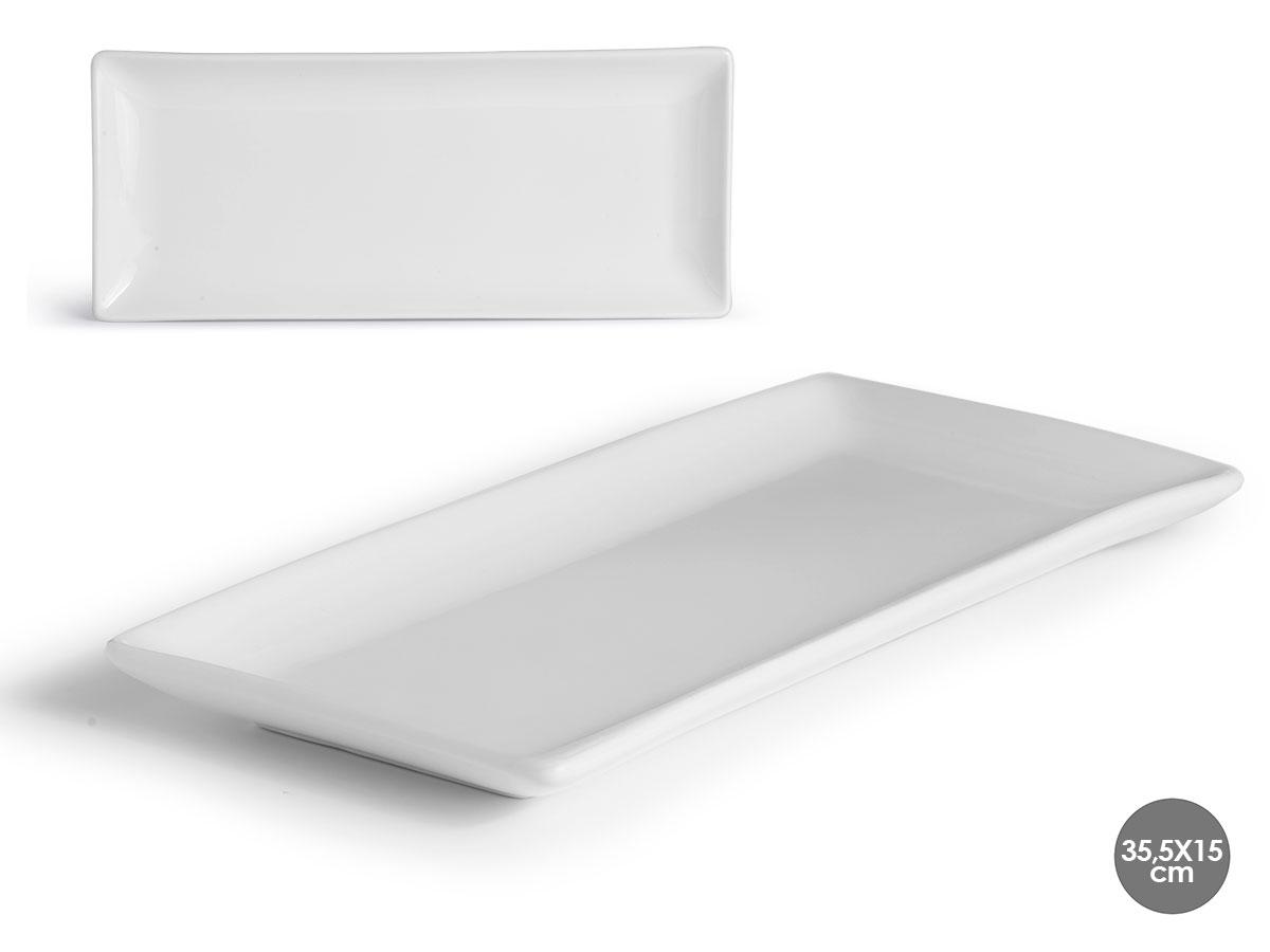 Vessia Bandeja Rectangular Porcelana 35.5 cm Blanco - 36x15.5x2.5 cm (16 Unidades)