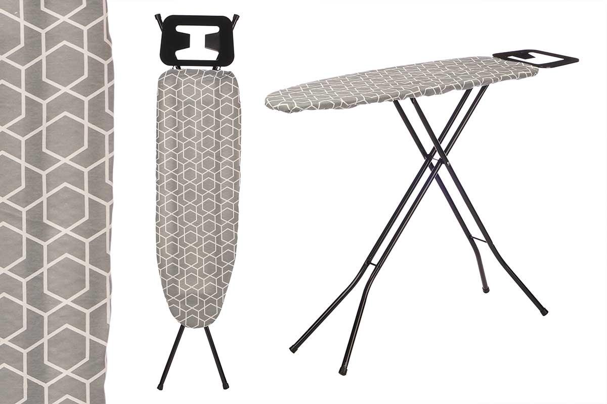 Kipit Tabla de Planchar Geométrica 30x105 cm, Metal y Tela, Gris y Blanco (4 Unidades)