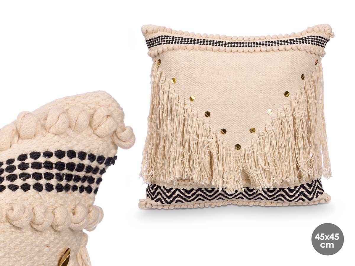 Giftdecor Cojín Lentejuelas Negro 45x45 cm - Algodón 80%, Poliéster 20% (6 Unidades)