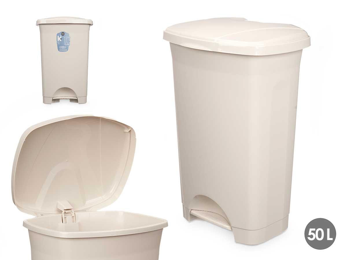 Arte Regal Papelera de Pedal Plástico 50L Beige 43x64x33 cm (3 Unidades)
