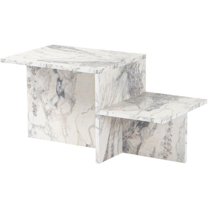 Mesa de centro HARMONY CAL1730423362297 Rectangular Efecto mármol fresia - 80 x 40 x 40 cm