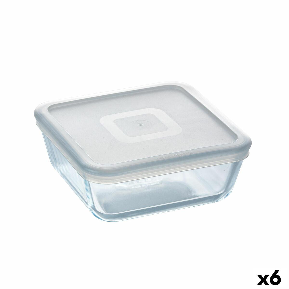 Fiambrera Cuadrada con Tapa Pyrex Cook&freeze Transparente Vidrio Silicona 850 ml 15 x 15 x 6 cm (6 Unidades)