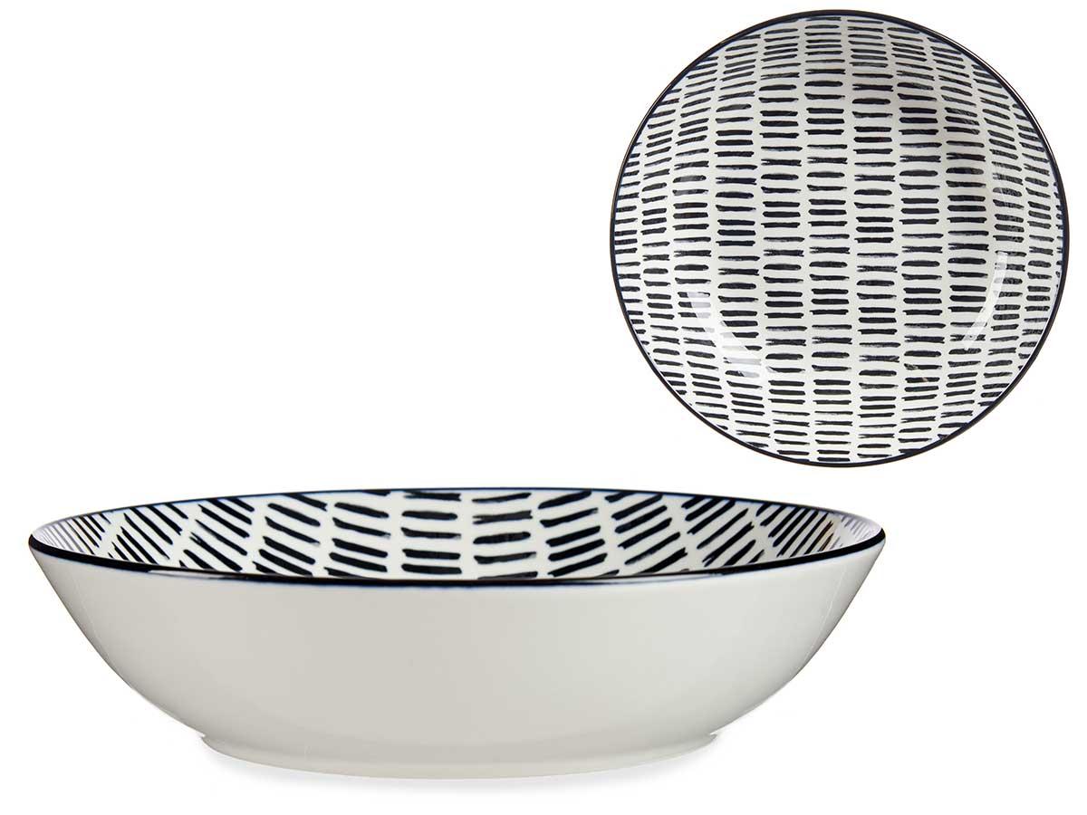 Vessia Plato Hondo 20 cm Dibujo Líneas Negro - Porcelana (24 Unidades)