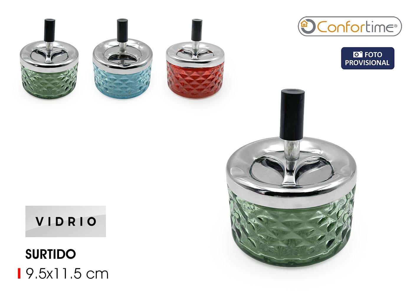 Confortime Cenicero de Vidrio Push, 9.5 x 11.5 cm (24 Unidades)