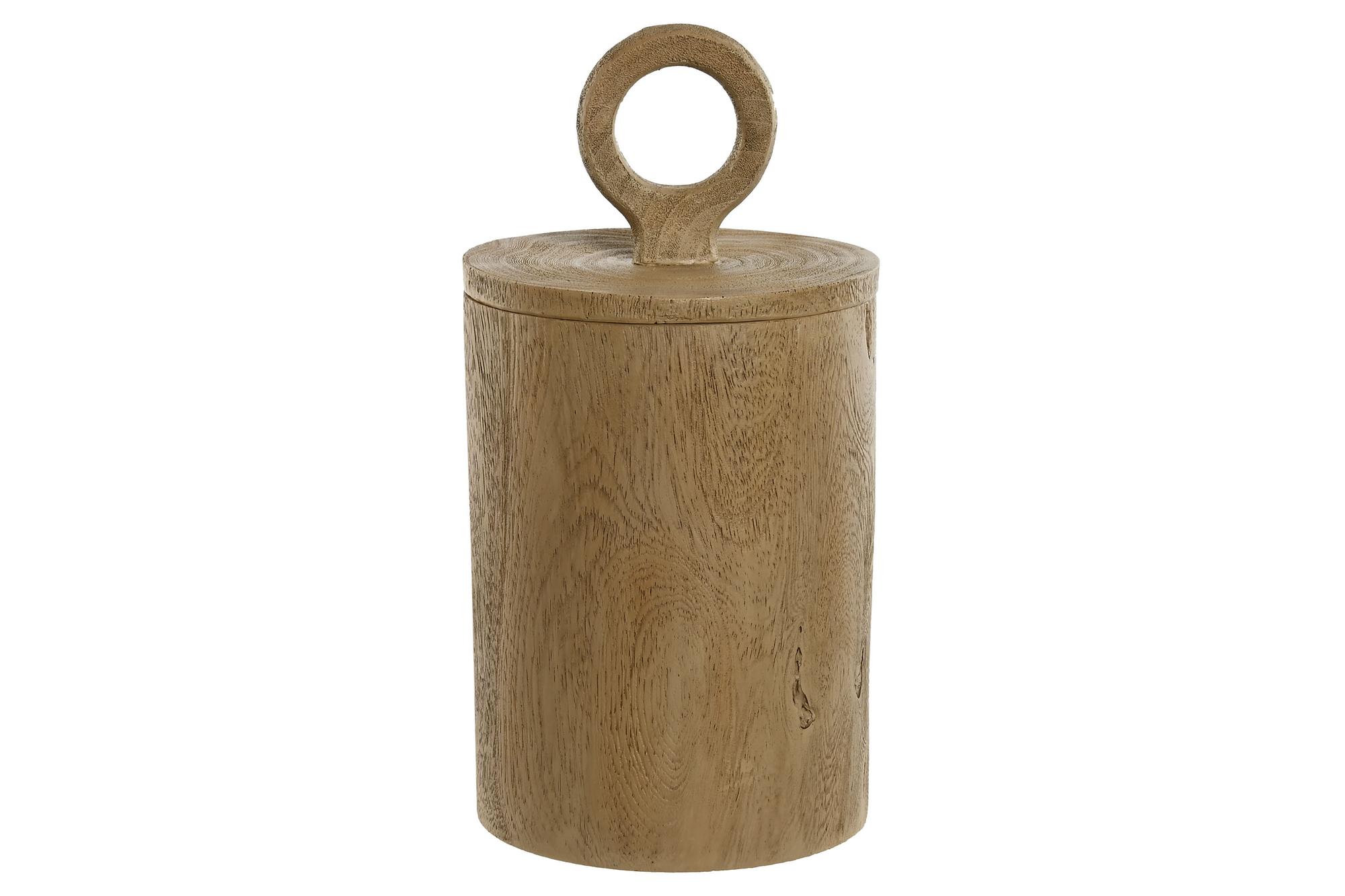DKD Home Decor Joyero Alpino Kiyo Marrón de Resina, Acabado Símil Madera y Tapa - 14 cm Ancho x 14 cm Largo x 28 cm Alto