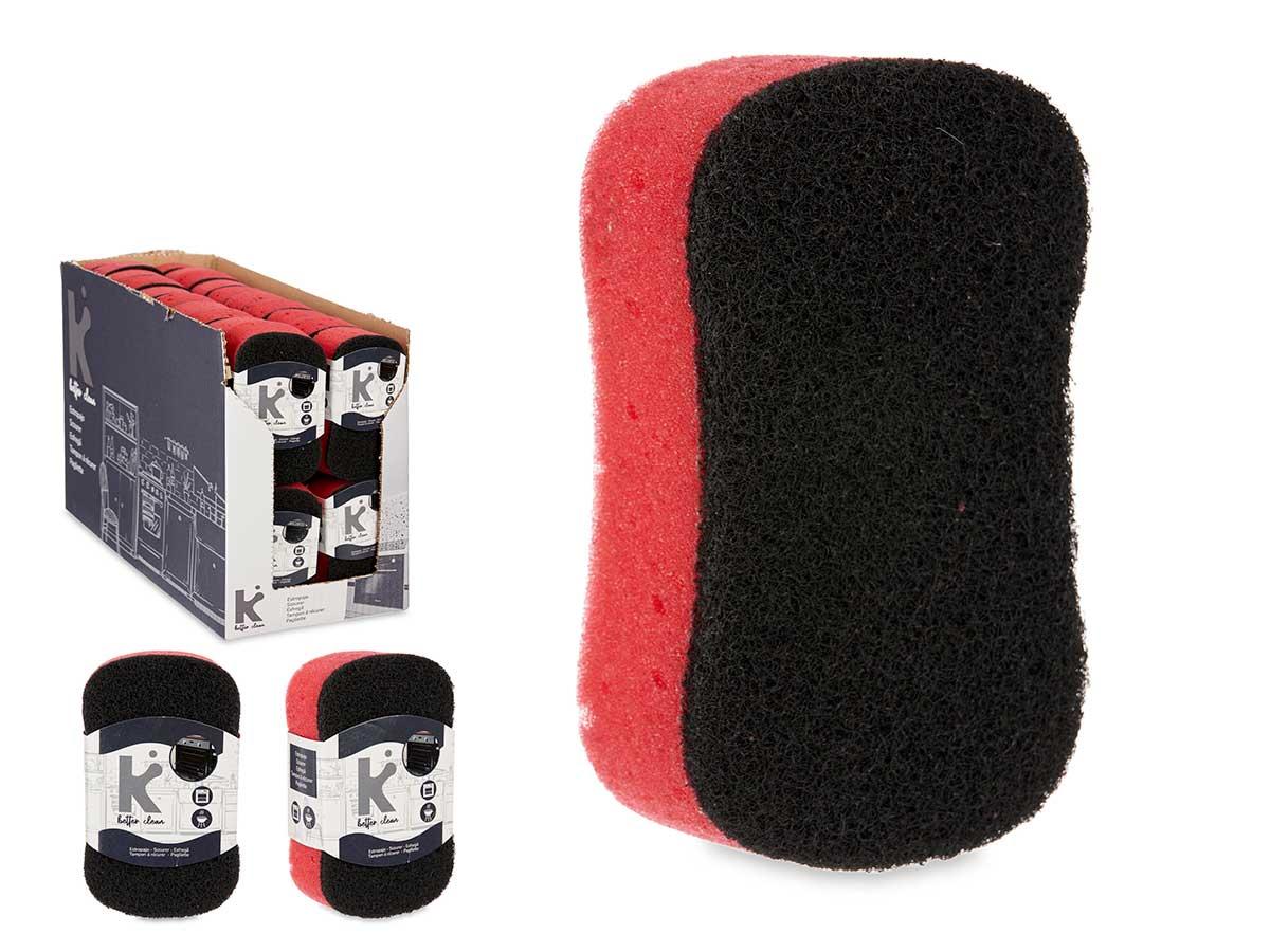 Arte Regal Estropajo para Horno, Barbacoa y Chimenea con Esponja, 7x4x12 cm, Rojo y Negro (40 Unidades)