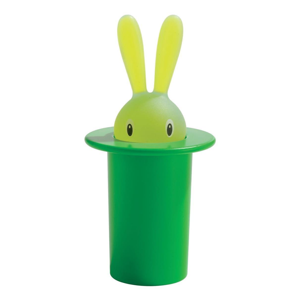 Alessi ASG16 GR Magic Bunny Palillero de Resina Verde, Diseño Stefano Giovannoni