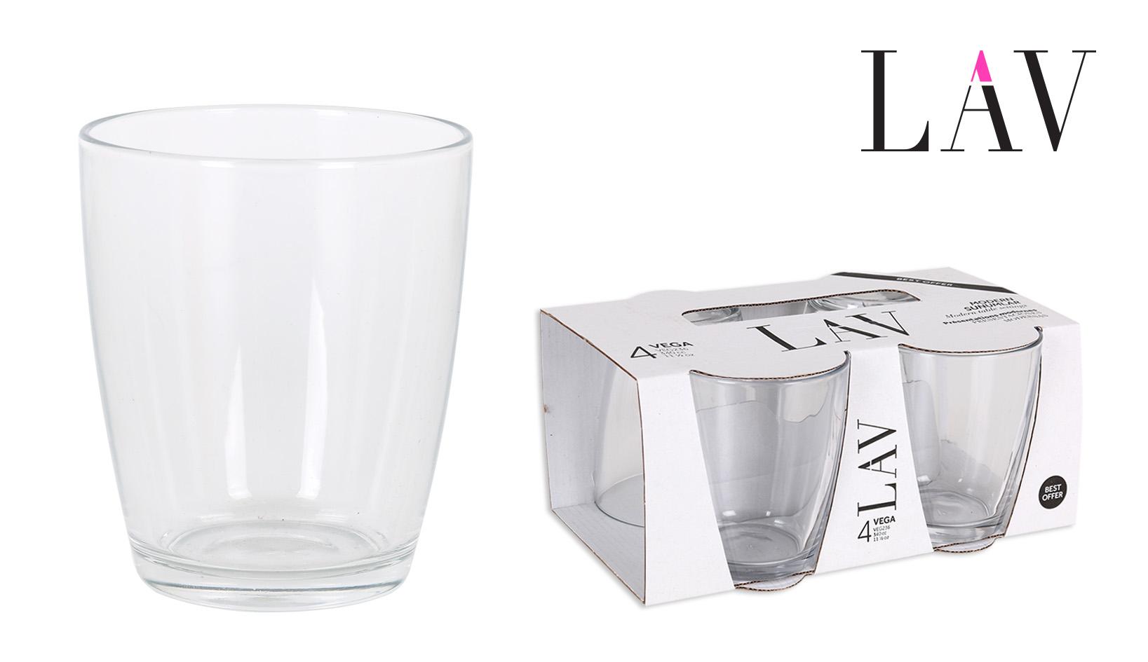 Lav Set de 4 Vasos Vega, Colección Best Offer, 34 cl (12 Cajas)