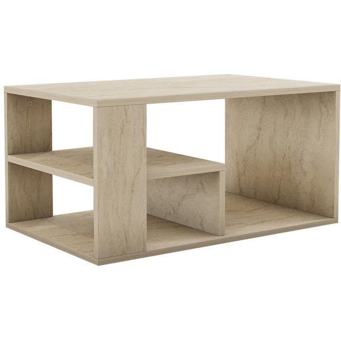 Mesa de centro rectangular EROS de travertino - 80 x 50 x 40 cm - CAL1738350732989