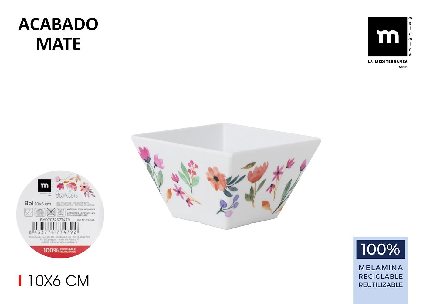 La Mediterranea Bol de Melamina Mate Garden 10x6 cm (24 Unidades)