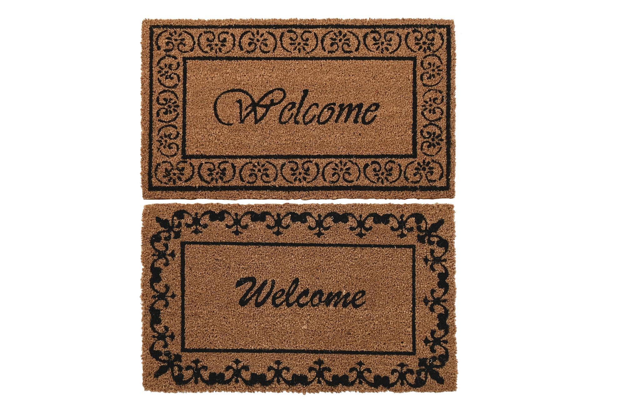 DKD Home Decor Felpudo Coco y Goma Marrón Negro para Terraza y Jardín | Pack 6 Unidades Surtidas - 75 cm Ancho x 45 cm Largo x 2.3 cm Alto