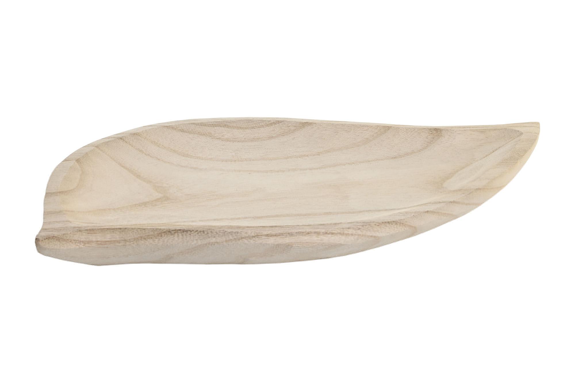 DKD Home Decor Centro de Mesa Decorativo Tropical Hoja Marrón Paulownia 26x3x44 cm