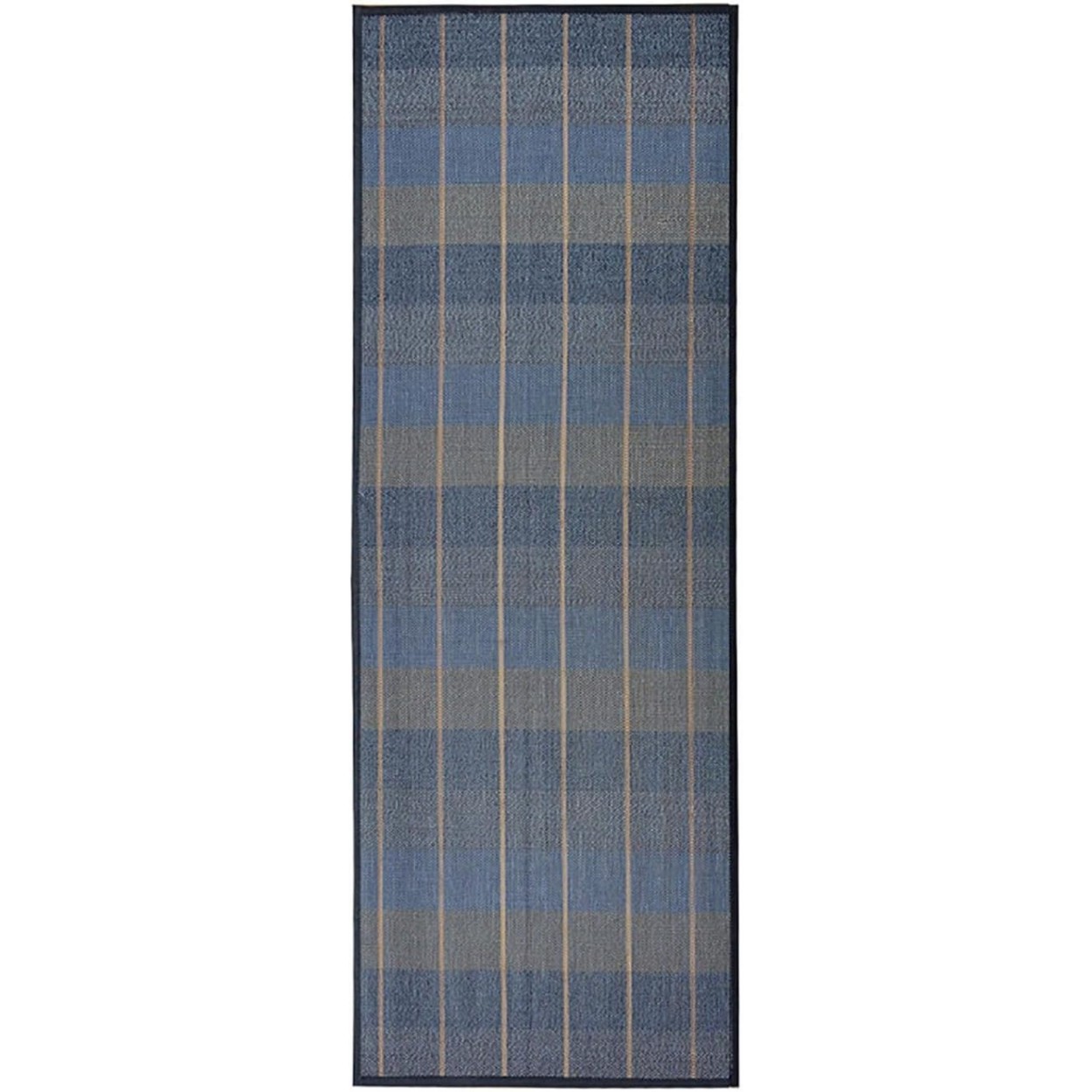 ALFOMBRA BAMBÚ CUADROS AZUL 75X180