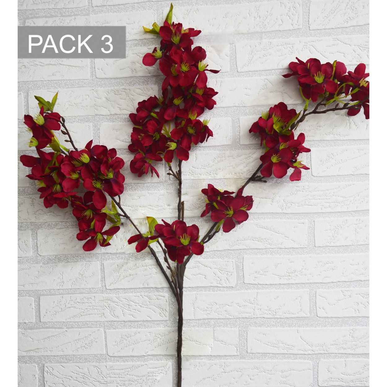 Almendro flores artificiales decoración jarrones Set de 3, Ramas Flores de Interior Decorativas 85 cm