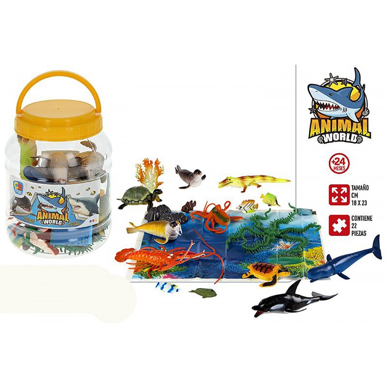 Animales Bote con 22 Accesorios, Figuras de Animales Infantiles. Juguetes para niños 155 x 155 x 205 mm