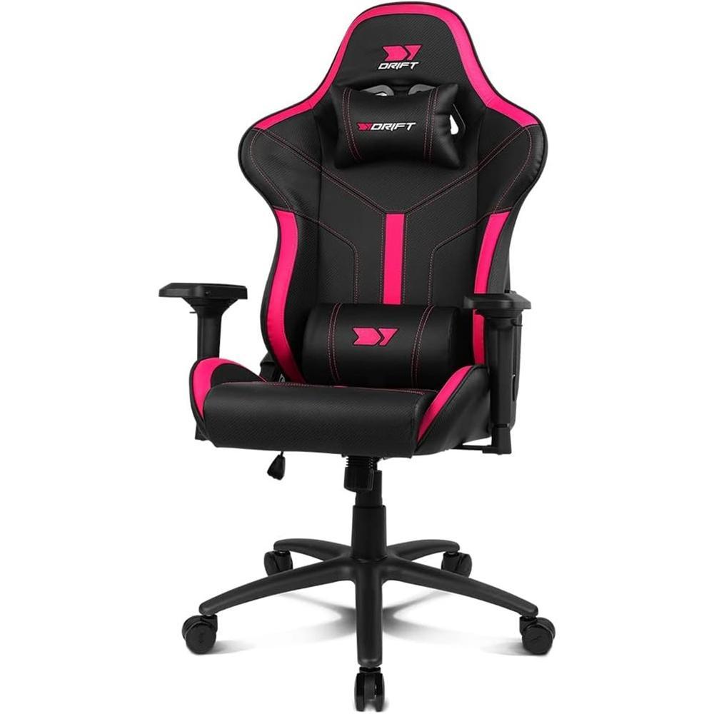 Drift DR350 Silla Gaming Ergonómica Reposabrazos 4D, Respaldo Reclinable 90-135°, Pistón Clase 4, Cojines Lumbar Cervical Negro Rosa