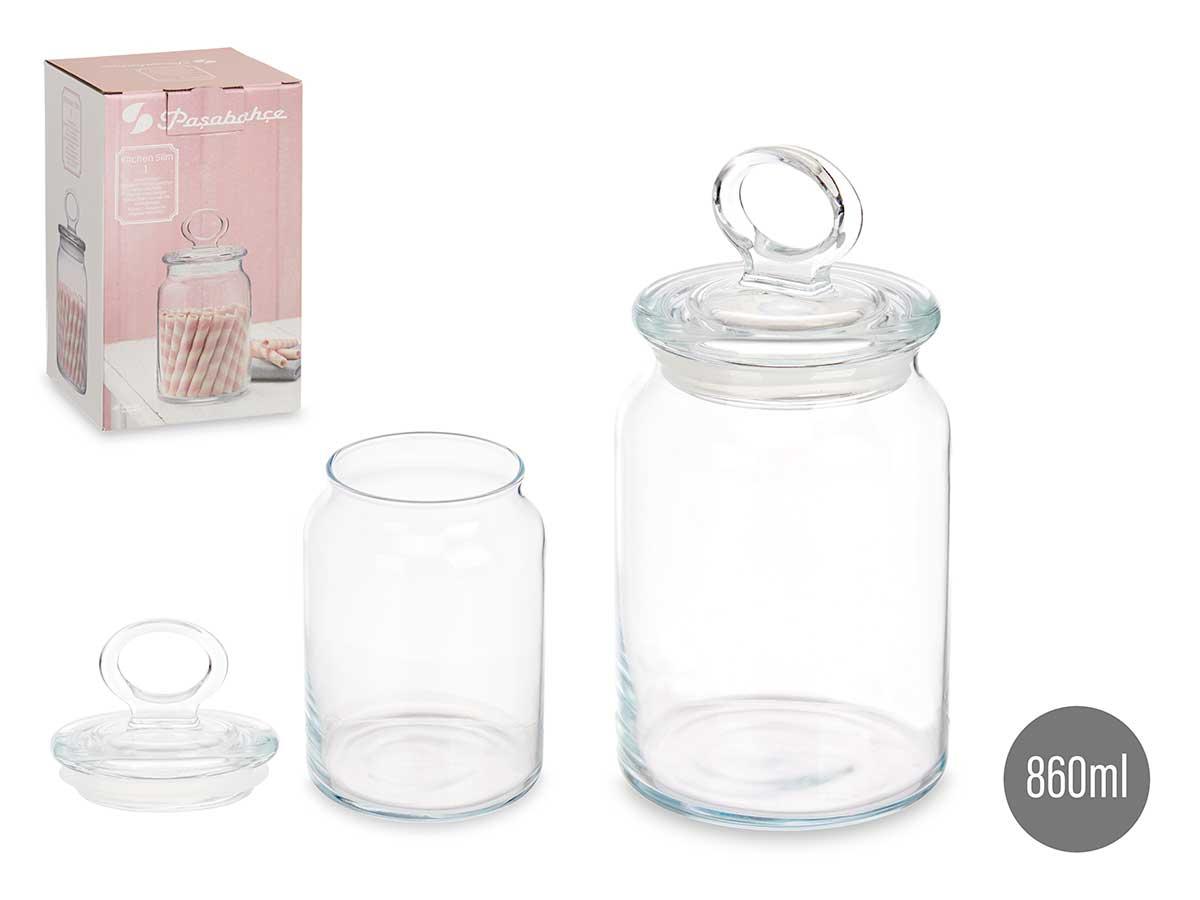 Pasabahce Tarro Kitchen 860 ml de vidrio con tapa de silicona, transparente (6 Unidades)