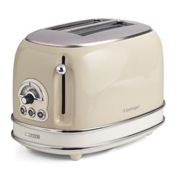 Ariete Tostador Vintage 2 Ranuras, 6 Niveles de Tueste, Bandeja Recogemigas Extraíble, Beige