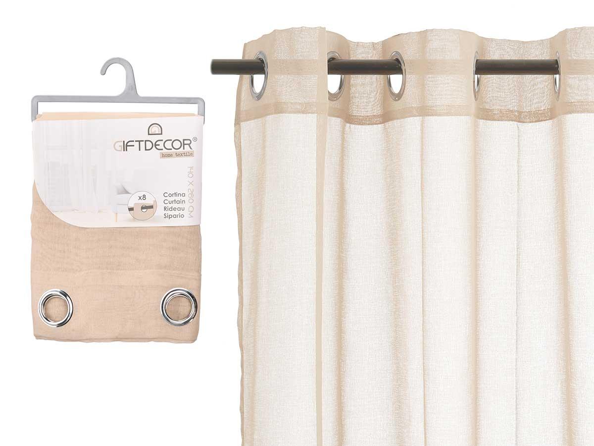 Giftdecor Cortina Visillo Beige 140x260 cm (6 Unidades)