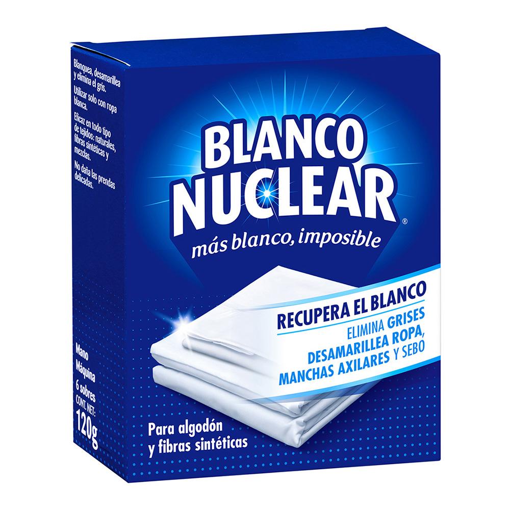 Iberia Blanco Nuclear: Aditivo Blanqueador para Ropa Blanca y Delicada, blanquea, desamarillea y lava todo tipo de tejidos, Sobres 120 g