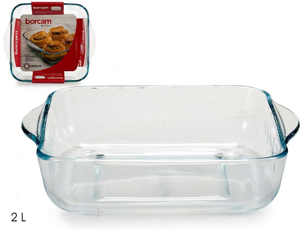Pasabahce Bandeja Cuadrada con Asas 1950 ml Vidrio Borosilicato 22x25x6 cm (6 Unidades)
