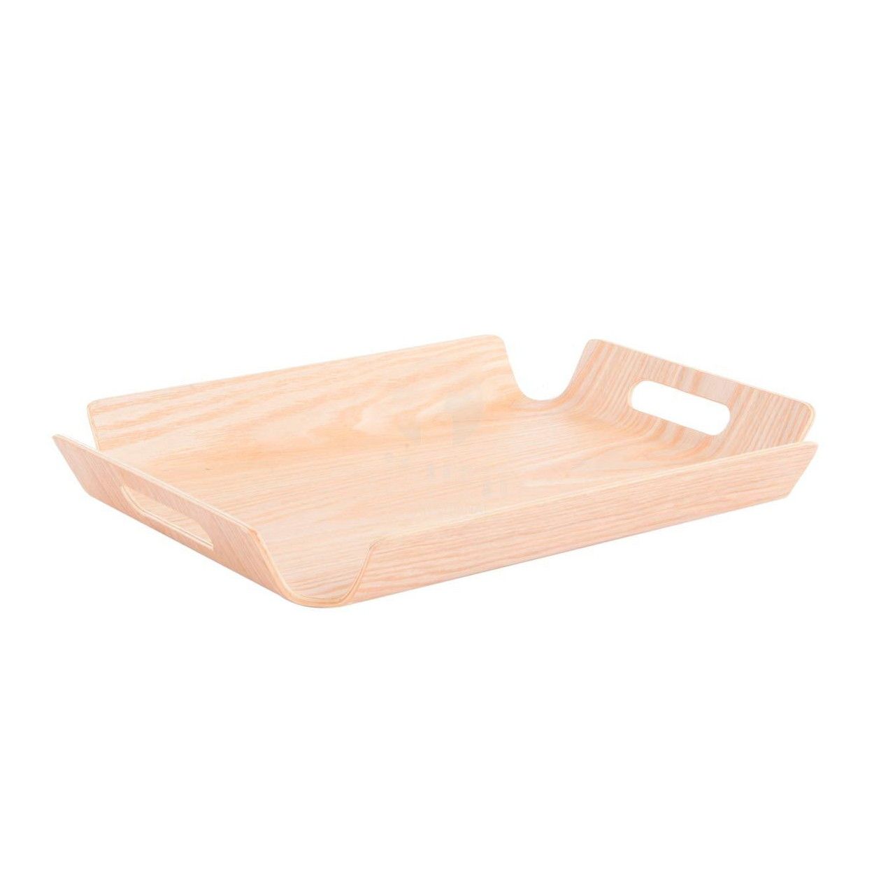 Bandeja de Madera Natural con Asas. Elegante/Tradicional. (21X21X3,5 CM).- Hogar y más.