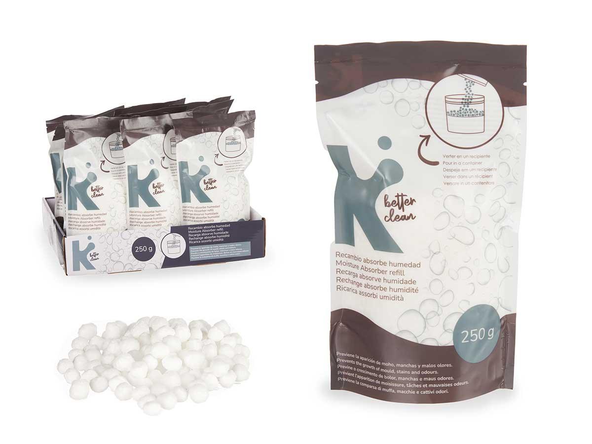 Kipit Bolas Recambio Absorbe Humedad 250 g, 12x3x20.5 cm (24 Unidades)