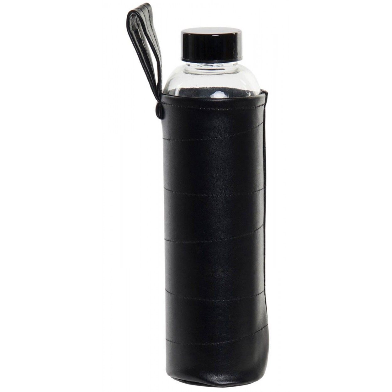 Botella Cristal Agua 600 ml, Botellas de Agua con Funda y Tapa. Diseño Práctico y Moderno 7x7x24,5 cm