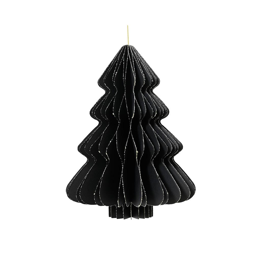 Decoris Árbol de Navidad de Papel Negro Ø30 x 40 cm