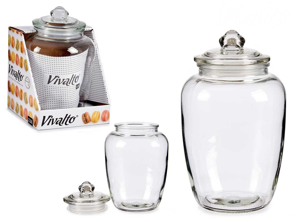 Vivalto Bote de Vidrio Hermético 2.3L - Almacenamiento Transparente 15x23.8x15 cm (8 Unidades)