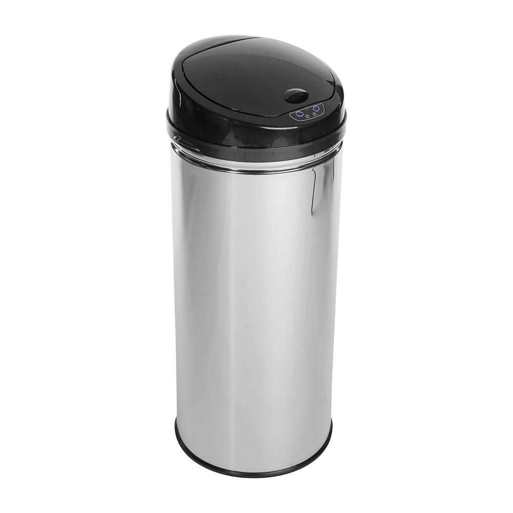 5Five Papelera con Sensor de Apertura Automática Modelo Alpha Plata/Negro 42L Acero Inoxidable