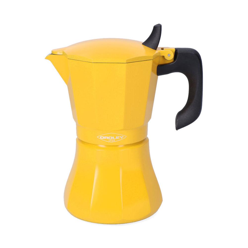 Oroley Cafetera Petra de Aluminio para 6 Tazas, Mostaza - Apta para Inducción, Gas, Vitro y Eléctrica