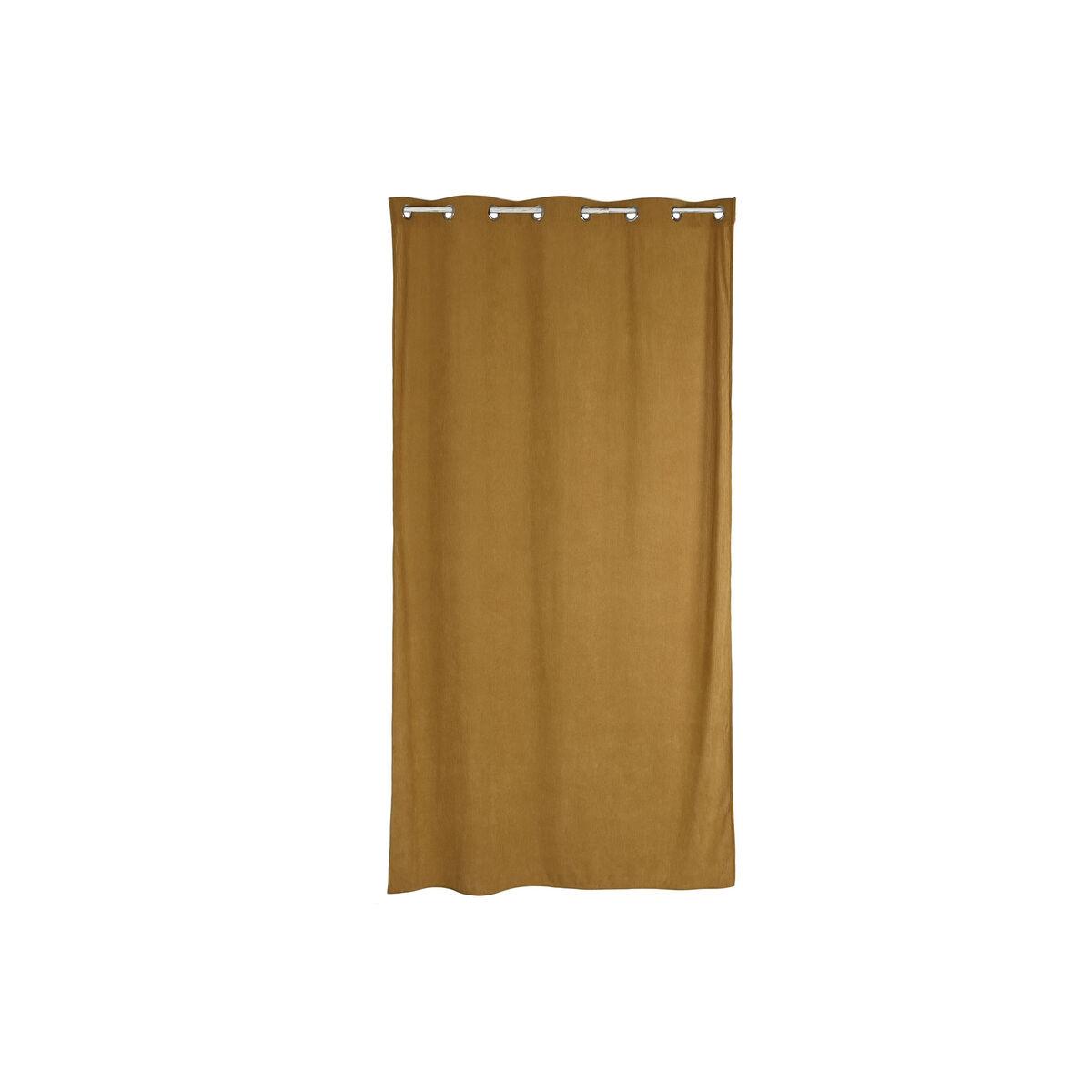 DKD Home Decor Cortina Boho Mostaza de Poliéster con Textura de Pana Gruesa 140 cm Ancho x 260 cm Alto Colección Panna23