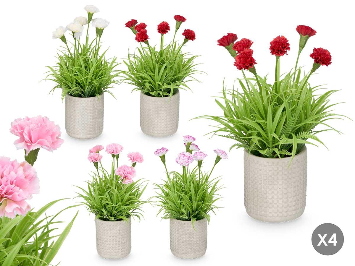 Ibergarden Maceta de Cemento Cuadrada para Plantas, Claveles Surtidos y Colores Variados 18 x 25 x 18 cm (24 Unidades)