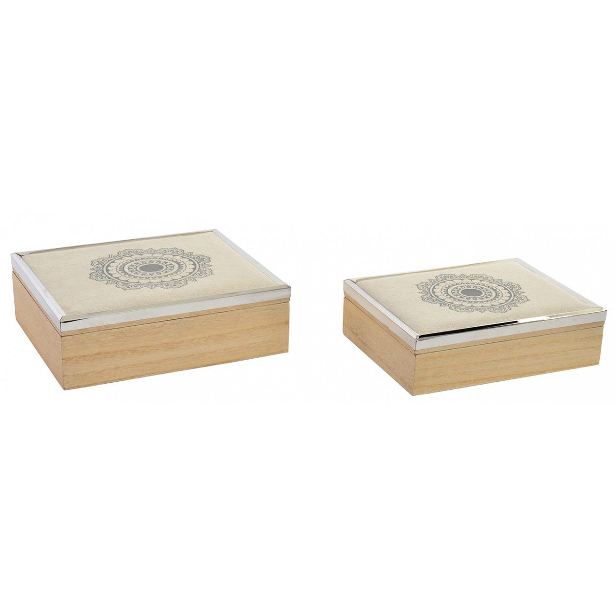 Caja de madera natural en set de 2 unidades para joyas - Estilo étnico - Natural - Hogar y más
