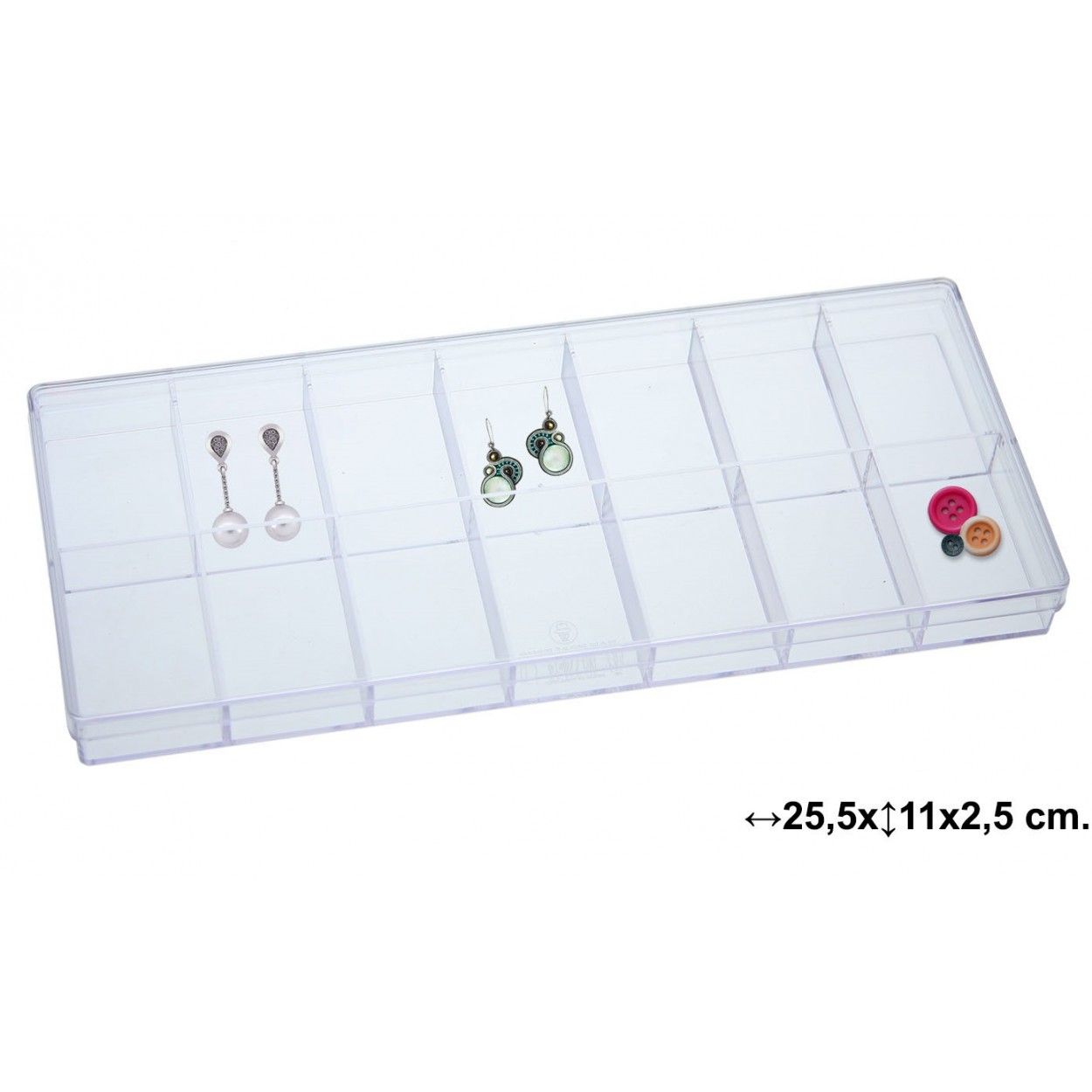 Caja multifuncional practica y transparente con 14 compartimentos - Hogar y Mas