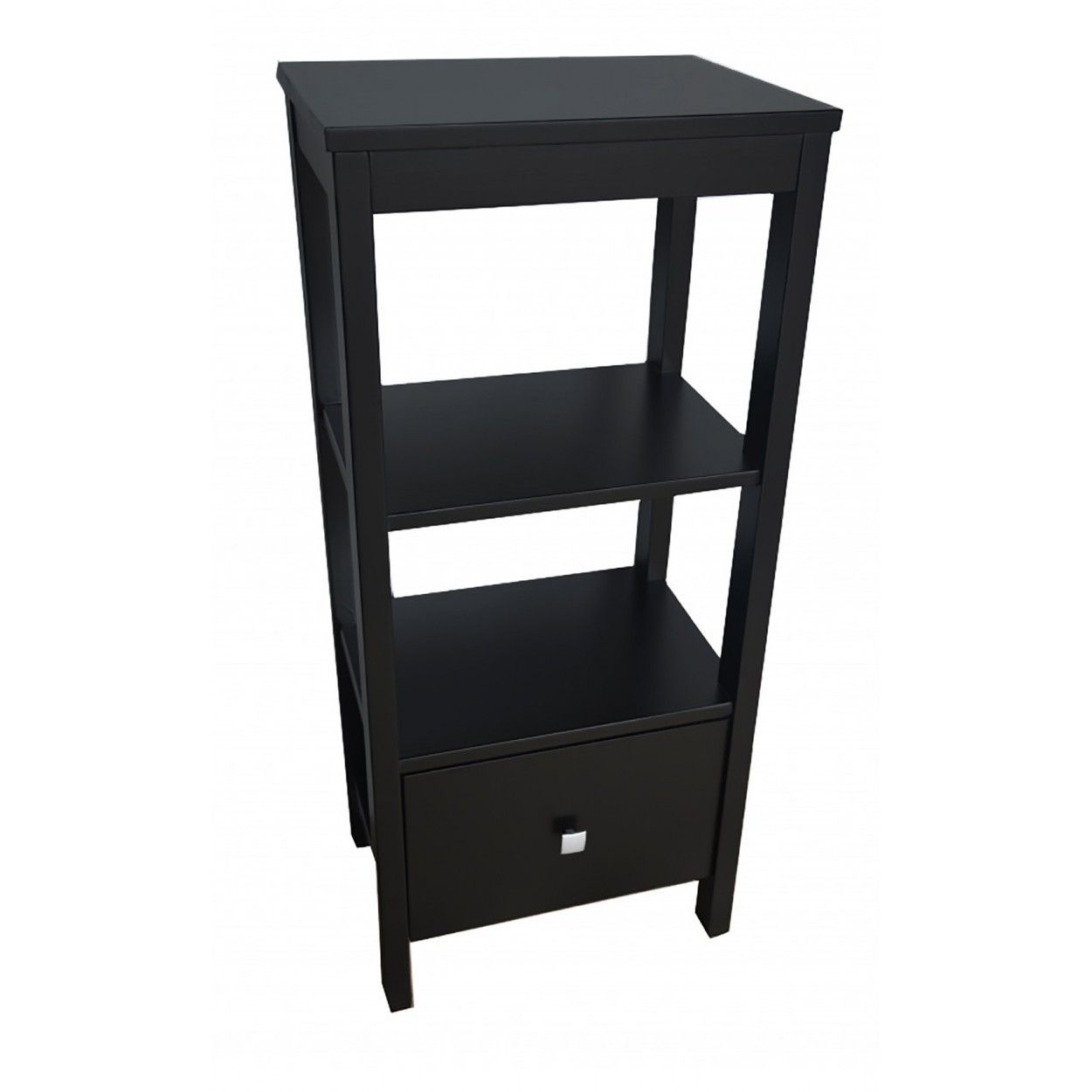 Cajonera 2 Estanterías de Madera Natural Negra, Armario/Mueble para Baño 30x40x90 cm