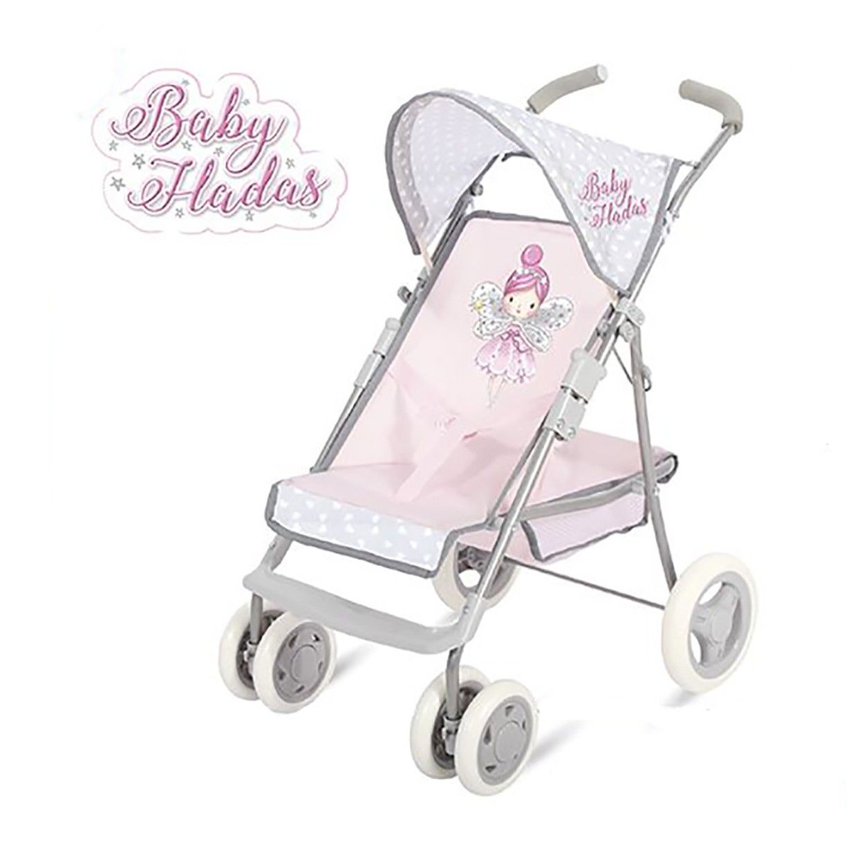 Carrito/Cochecito de Muñecas de color Rosa para Niños. Diseño de Hadas, con estilo Infantil (29,5cm X 13cm X 55cm) - Hogar y Más