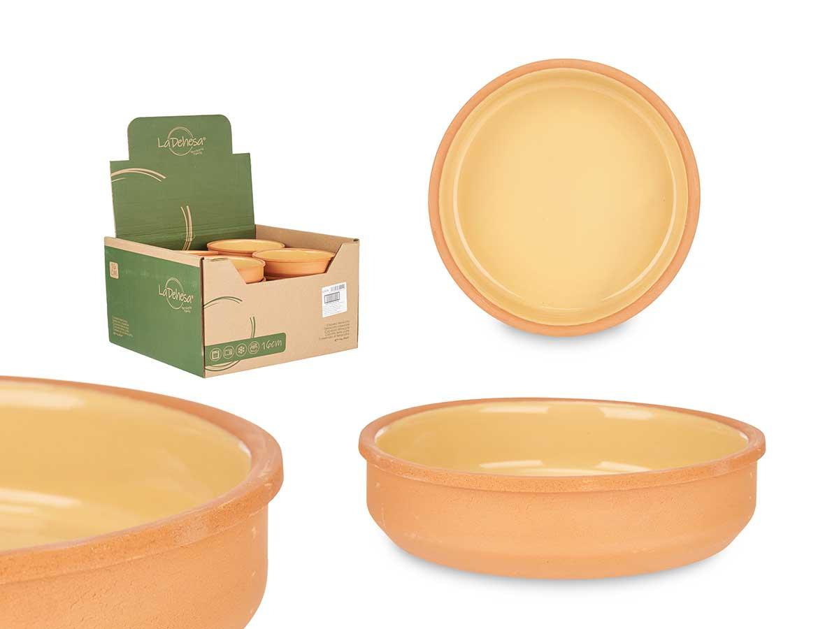La Dehesa Cazuela de Barro Redonda 16 cm Amarillo, Apta para Horno, Microondas, Nevera y Lavavajillas (20 Unidades)