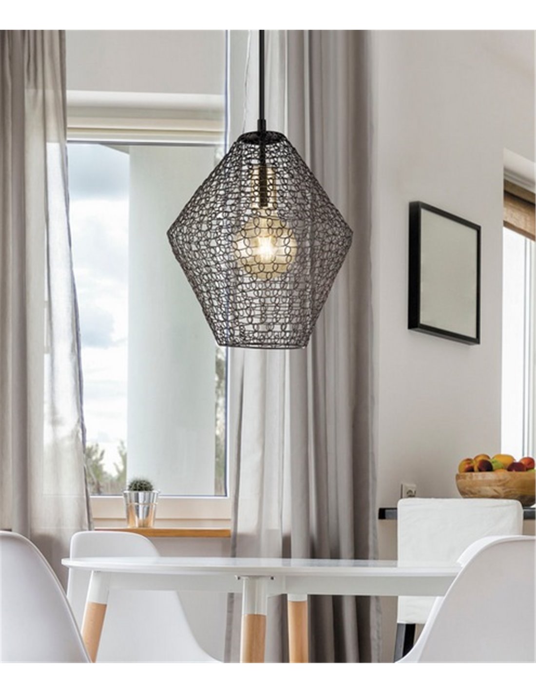 Colgante de metal Masai – AJP – Tipo jaula en blanco y negro