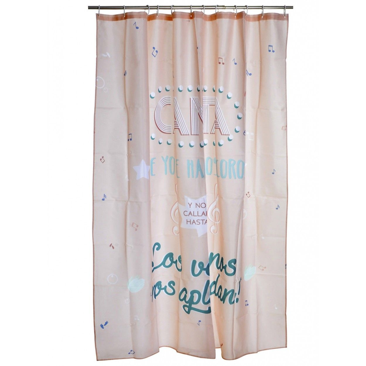 CORTINA BAÑO ROSA FRASE CANTA 180X200CM