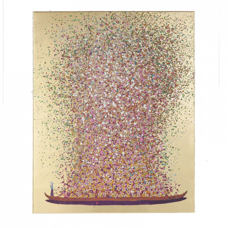 CUADRO FLOWER BOAT GOLD PINK