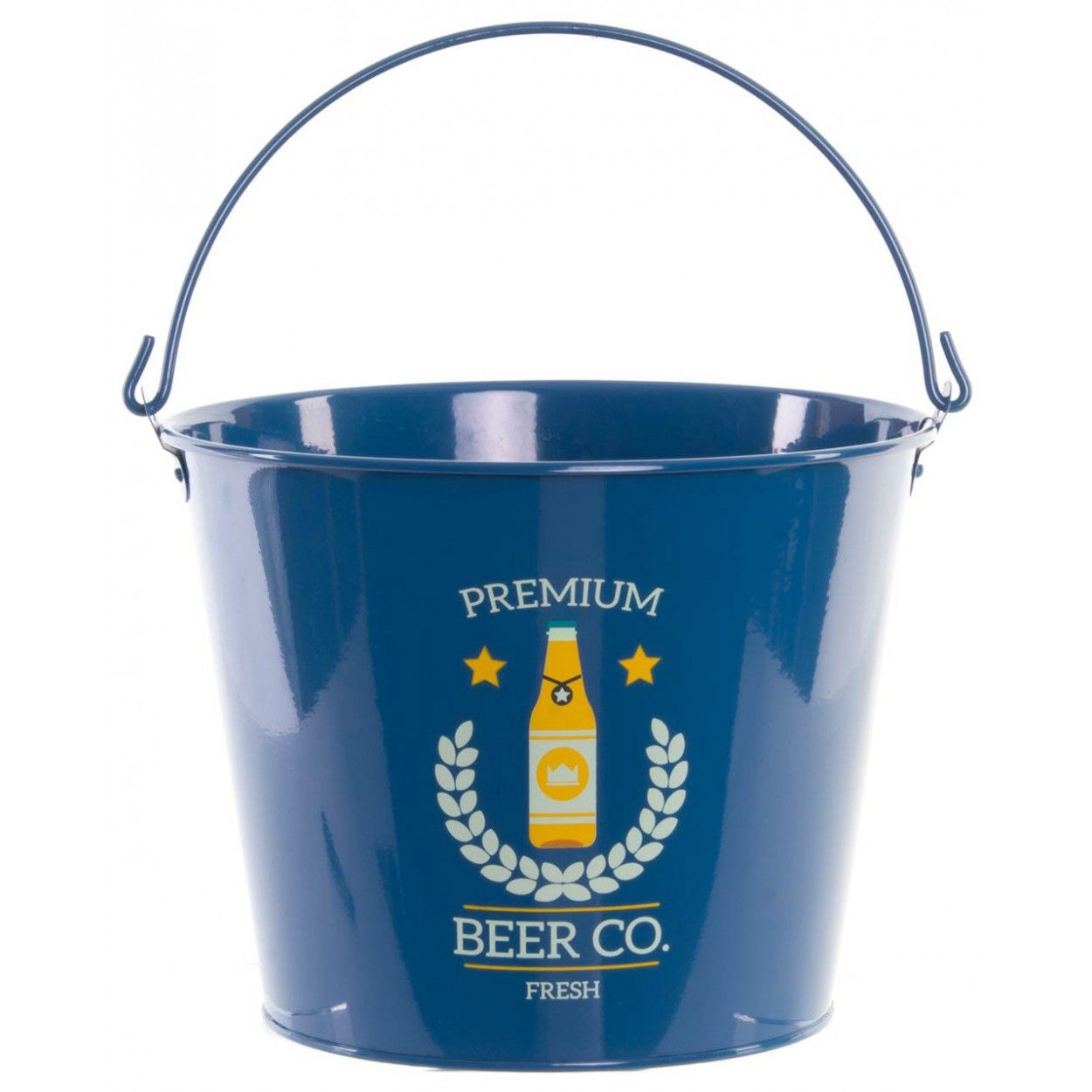 Cubo para cervezas color azul con asa de metal. Diseño Premium 23 x 18 cm - Hogar y más