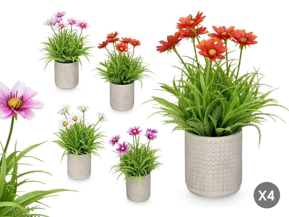 Ibergarden Maceta de Cemento Cuadrada para Flores, Colores Surtidos, 18x23x18 cm (24 Unidades)