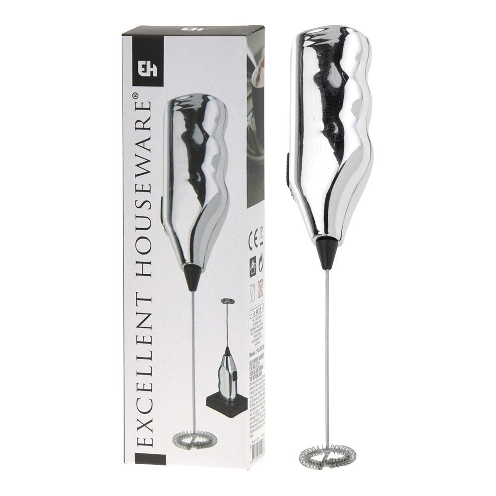 Excellent Houseware Batidora de leche acero inoxidable cromado funciona con pilas 2xAA no incluidas