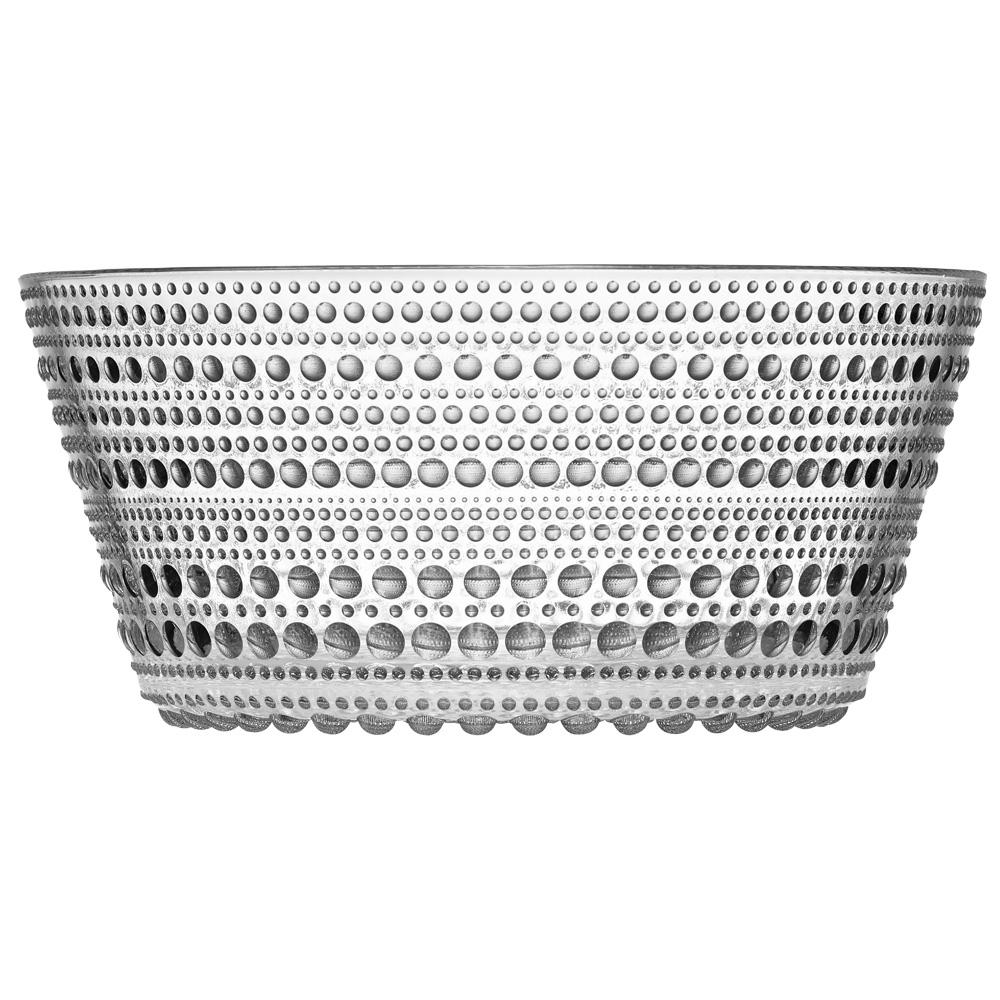 Iittala Ensaladera de Cristal Kastehelmi Transparente 1,4 L, Set de 2 Unidades, Apto para Lavavajillas, Diseño Oiva Toikka