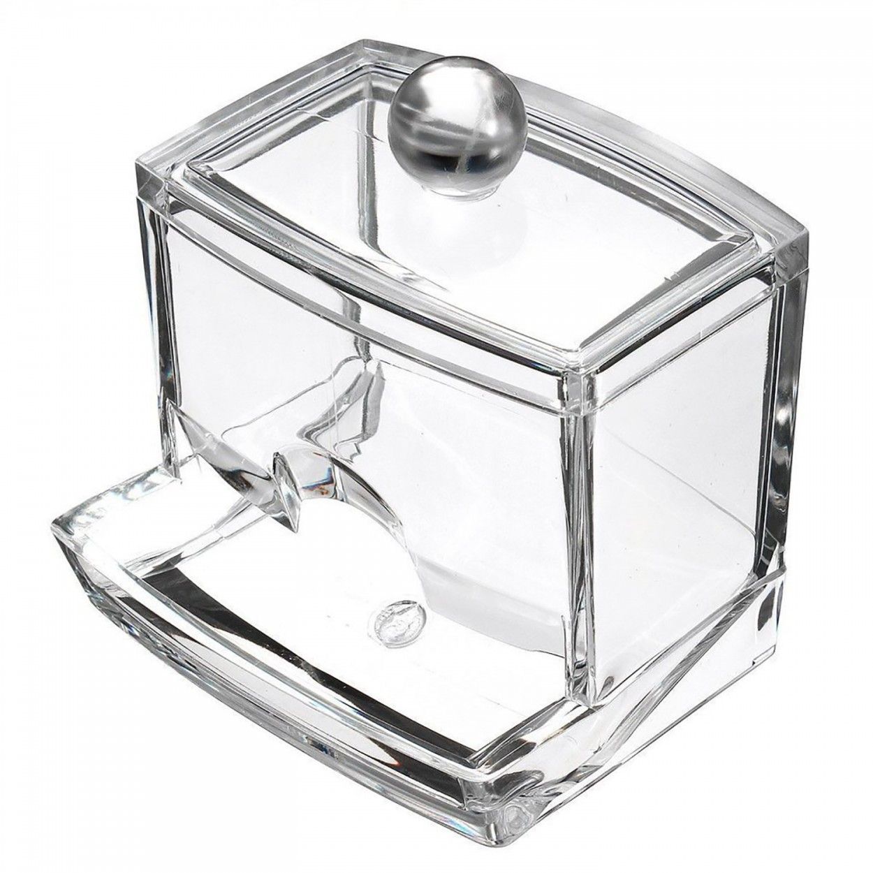 Dispensador de Bastoncillos Transparente en Acrílico, Accesorios de Baño Originales 9,3x8x9,9 cm