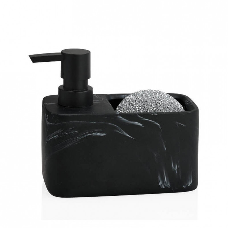 DISPENSADOR EFECTO MÁRMOL NEGRO CON ESTROPAJO